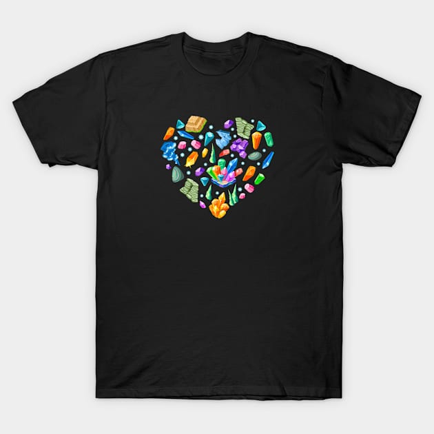 Variety Geode Rock Mineral Quartz Geology Valentines Day Heart T-Shirt by rockpapertshirts